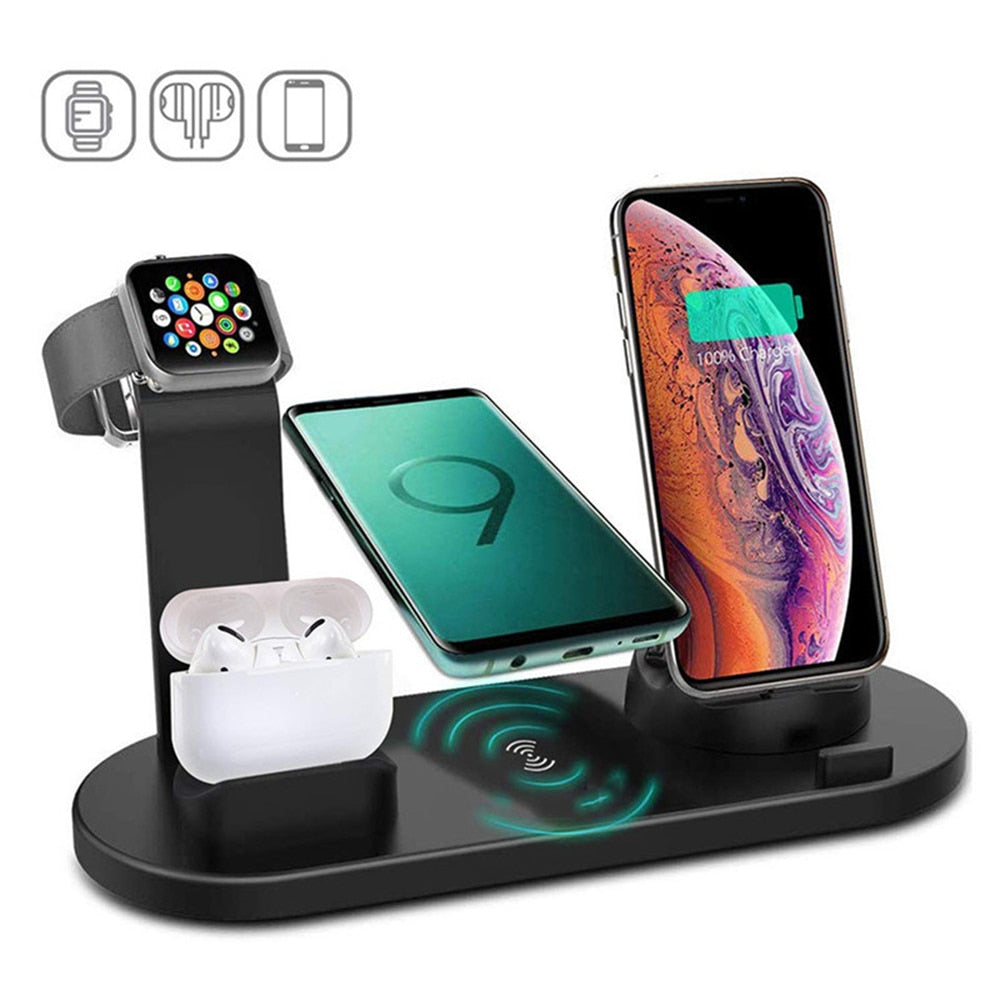 3 in 1 Wireless Charger Dock Station Micro USB Type C Stand Fast Charging For iPhone Apple Watch Charger