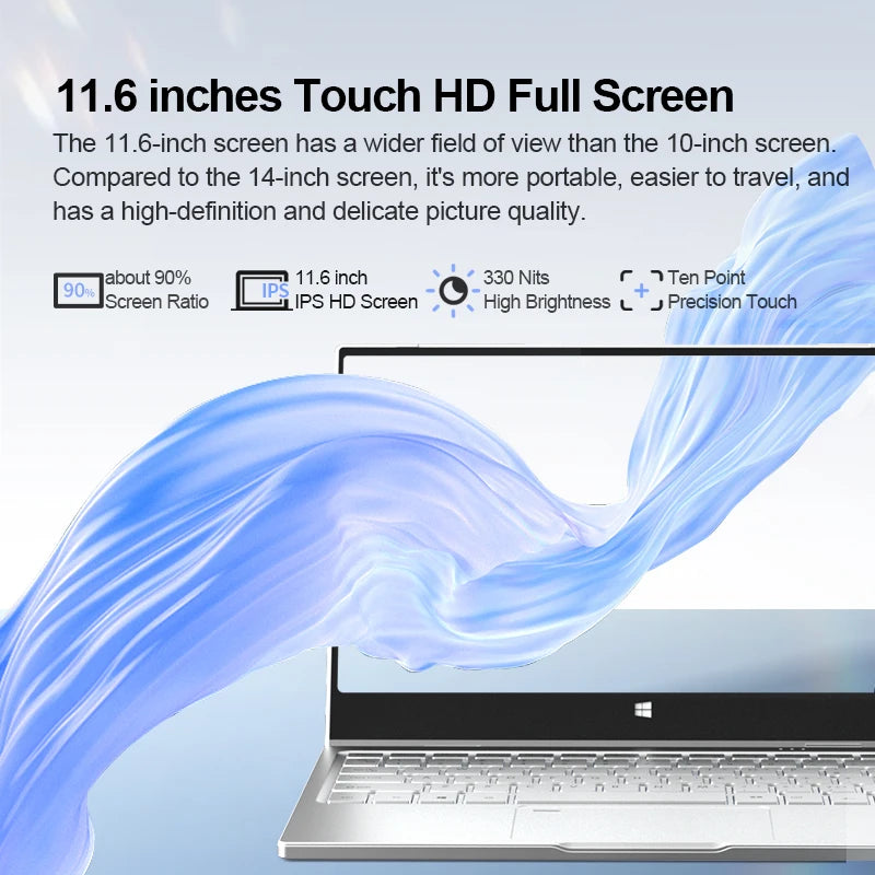 11.6 inch Laptop Touch Screen 360-degree Windows 10 Notebook 16GB DDR4 RAM Intel N6000 1920x1080 IPS Computer PC Type-C