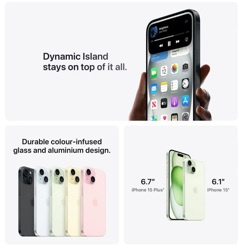 2023 NEW Apple iPhone 15 Plus A3096 Dual SIM Apple A16 Bionic 128GB / 256GB / 512GB ROM 6.7'' Super Retina XDR OLED Display NFC