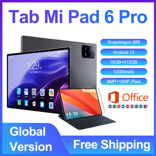 2023 Original Global Version Pad 6 Pro Snapdragon 888 Tablet PC Android 13 Xioami RAM 16GB+ROM 1TB 5G 11 inch 10000mAh HD 4K Mi