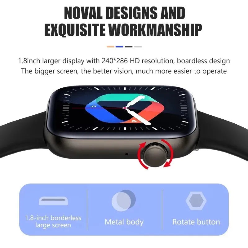 1.8 inch Big Screen Smart Watch Men Women 2022 Health Wristwatches For iPhone 13 12 14 11 Pro Mini XS Max XR iPhone 7 8 6 Plus