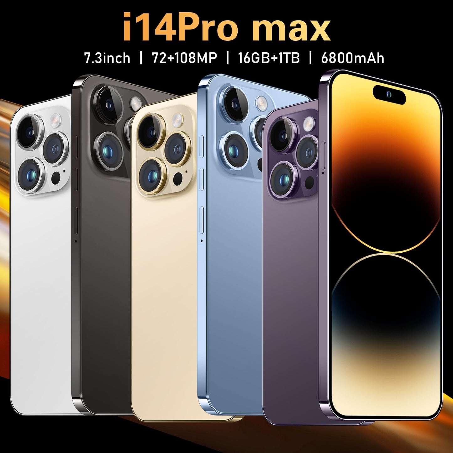 2023  New i14 pro max original cell phone smartphone phone 5g 6800mAh 16+1TB 7.3inch hd  global version unlocked mobile phone