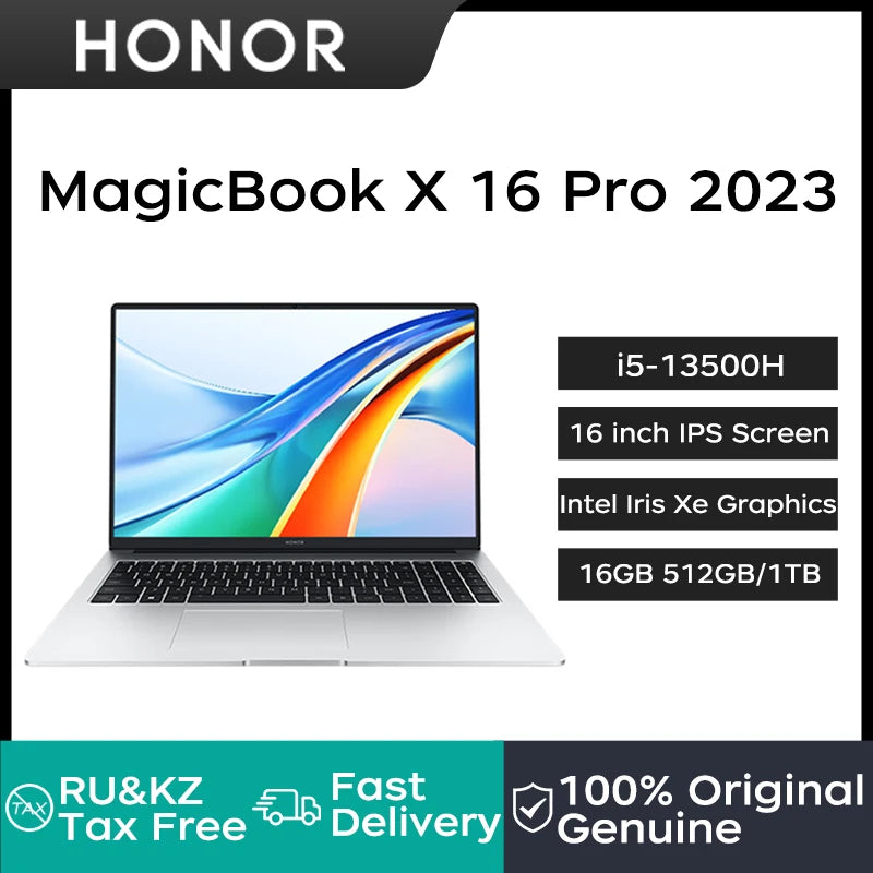 2023 Honor MagicBook X 16 Pro Laptop 16 Inch IPS Screen i5-13500H 16GB 512GB Notebook Intel Iris Xe Graphics Netbook Computer PC