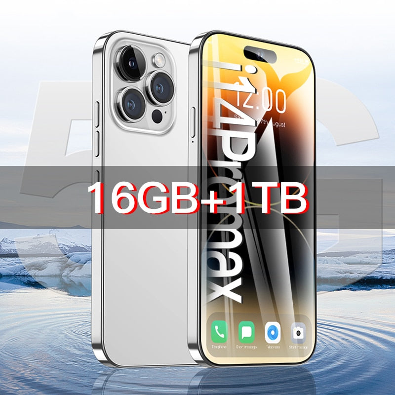 2023  New i14 pro max 7.3 inch Smartphone 16GB+1TB Cell Phone 8000mAh  4G 5G Global Version Mobile Phones Unlock