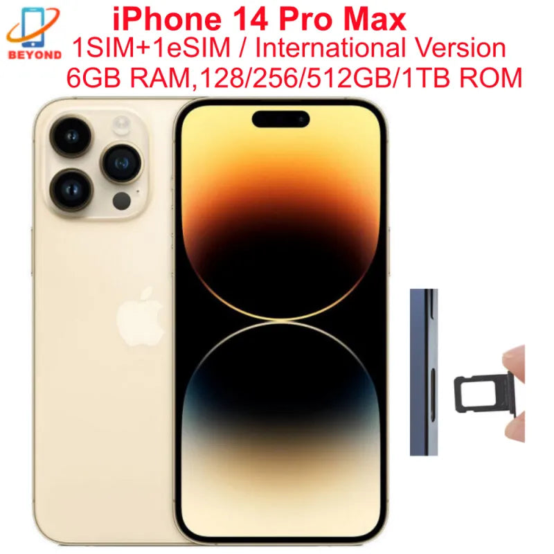 Apple iPhone 14 Pro Max 128/256/512GB 1TB 6GB International Version 6.7" Genuine Retina OLED Face ID NFC A16 98% New Phone