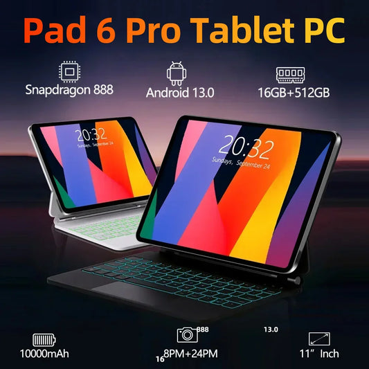 2023 Original Global Version Pad6 Pro Tablet PC Android 13 Snapdragon 888 16GB 512GB 11 Inch HD 4K Mi Tab Screen 5G Wifi Tablet