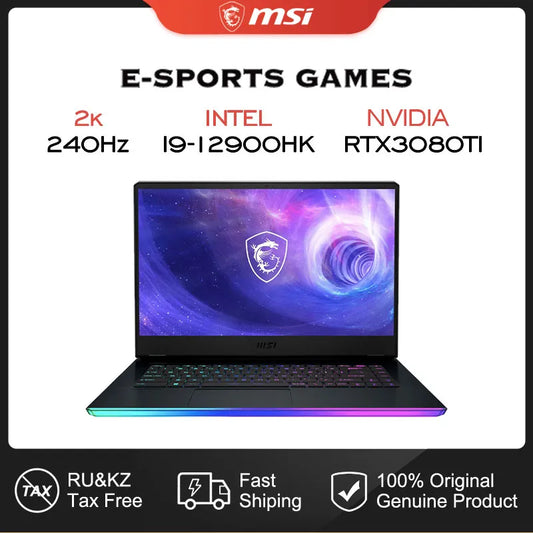 MSI GE66 Raider Gaming Laptop 15.6 Inch QHD 2K 240Hz IPS Screen Notebook i9-12900HK 32GB 2TB RTX3080Ti Gamer Computer Ultrabook