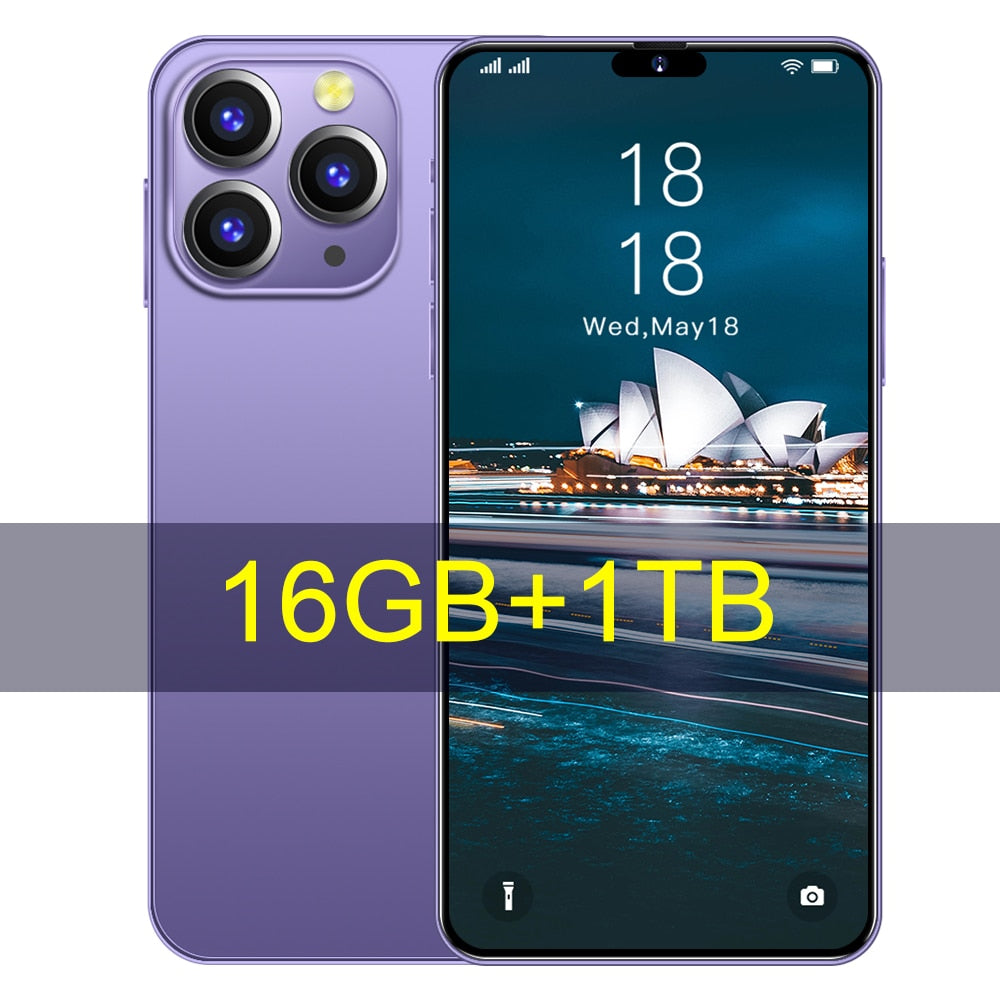 Brand New I14 Pro Max  Mobile Smartphone 5G Phones Original 2023 Full Screen 6.7 Inch 16GB+1TB Version Global Cell Phone