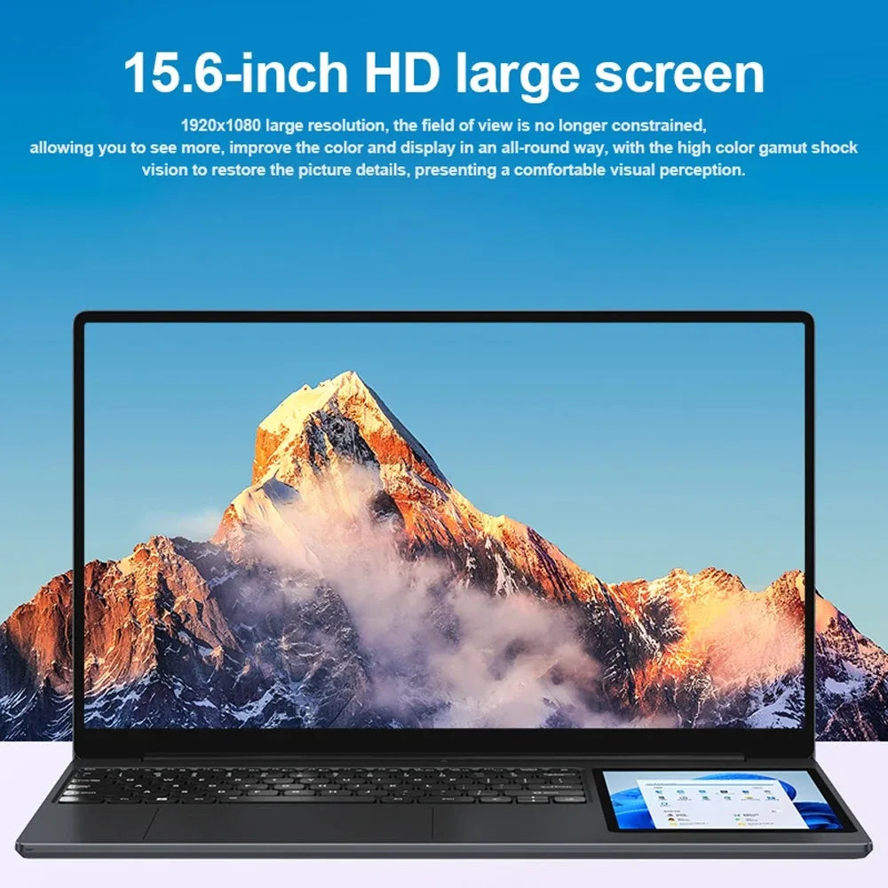 CRELANDER X15 Dual Screen Laptop 15.6" IPS+7" Touch Screen 16G DDR4 2TB SSD Intel 11th Gen N5095 Windows11 Notebook Computer