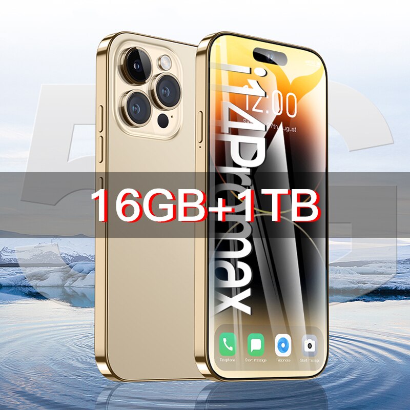 2023  New i14 pro max 7.3 inch Smartphone 16GB+1TB Cell Phone 8000mAh  4G 5G Global Version Mobile Phones Unlock