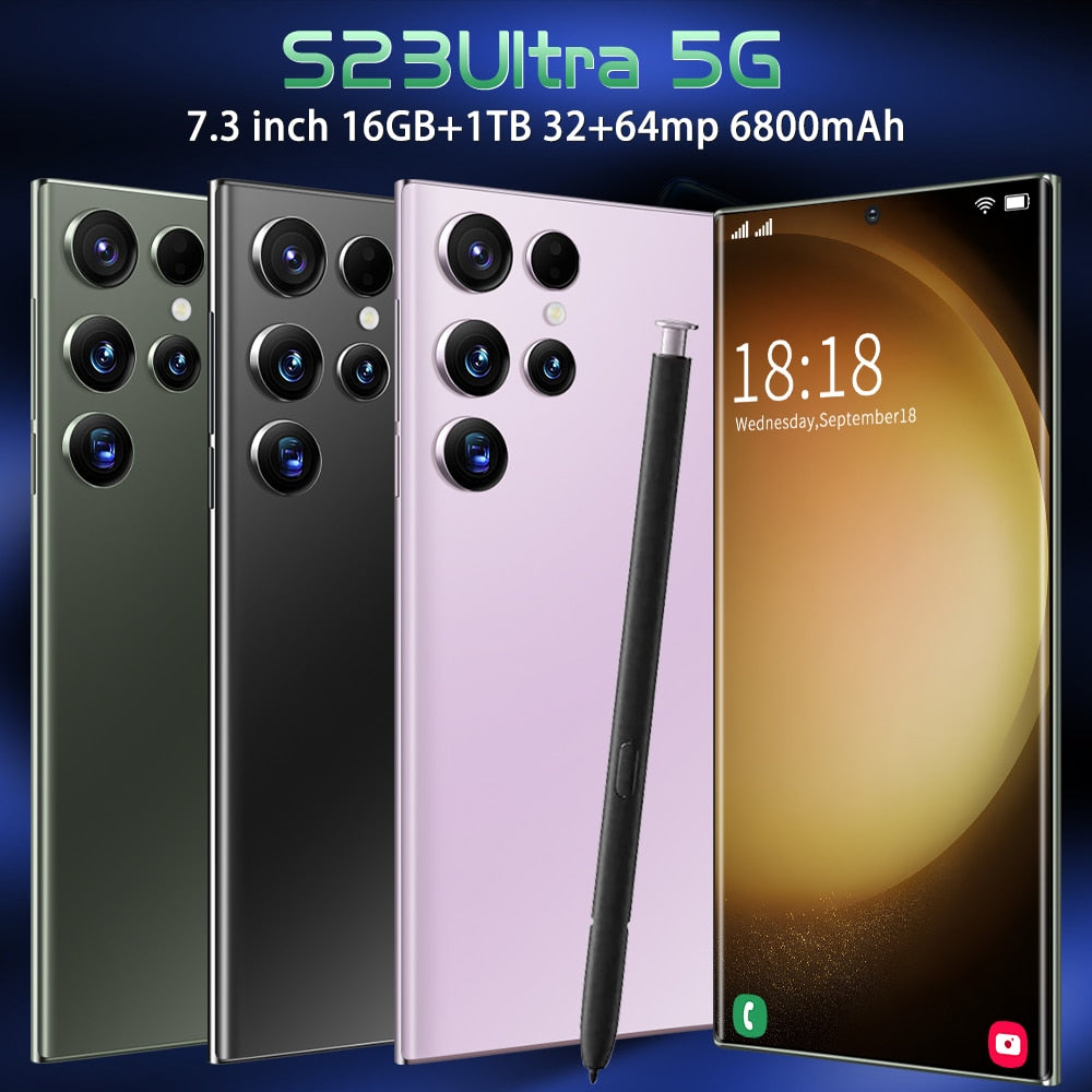 2023 new s23 ultra 5g smartphone phone android telefone 6800mAh 16+1TB 7.3inch hd screen Camera cell phone Mobile phone Unlocked