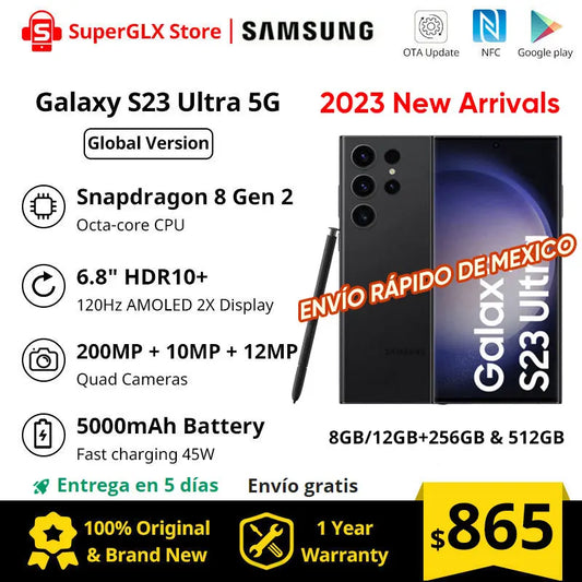 New Samsung Galaxy S23 Ultra 5G Mobile Phone 256GB/512GB Snapdragon 8 Gen 2 120Hz AMOLED 2X Display Android13 45W Fast Charging