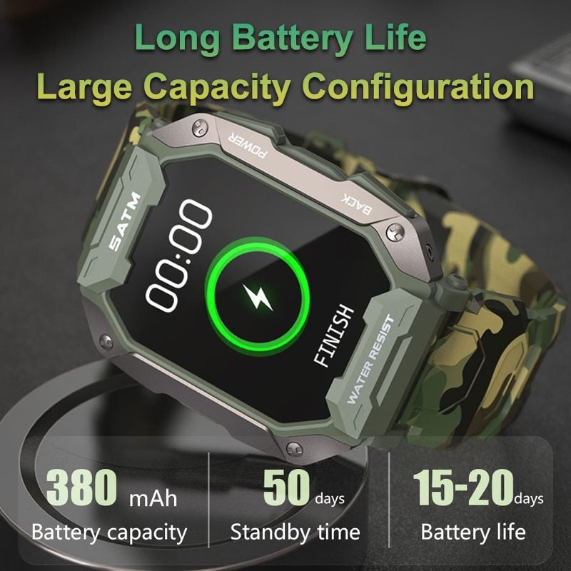 2022 New Full Touch Smartwatch For Android Xiaomi Blood Pressure Oxygen Fitness Watch 5 Atm Waterproof Smart Watch Men Military