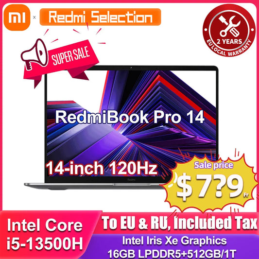 Xiaomi RedmiBook Pro 14 2024 Laptop 13th intel i5-13500H Xe Graphics 16GB DDR5 512GB/1T SSD 14-inch 120Hz IPS Screen Notebook PC