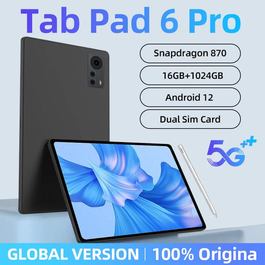 2023 Original Global Version Pad 6 Pro Tablet Snapdragon 870 Android 12 10GB+256GB Tablets PC 5G Dual SIM Card WIFI HD 4K Mi Tab