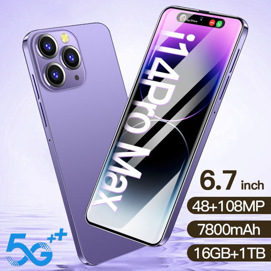 New14proMax Smartphones 6.7inch 16GB+1TB 5G Mobile Phones Unlocked 7800mAh Global Version 4G 5G Android  13 Cell Phone